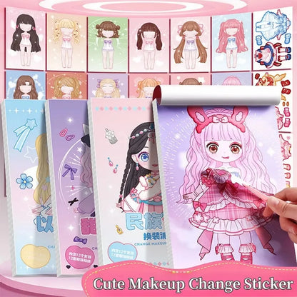 DIY Dress Up Sticker Girl Paper Doll Quiet Book Sweet Cool Girl Star Doll Change Clothes Scrapbook Craft Children's Makeup Book