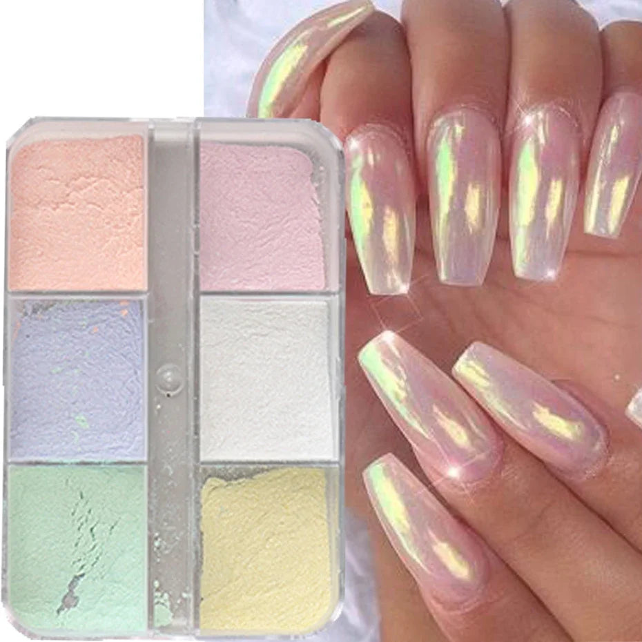 Moonlight Mirror Nail Powder Metallic Chrome Effect Pigment gel Polishing Laser Dust Flash Aurora Shining Pearl Nail Enhancemen