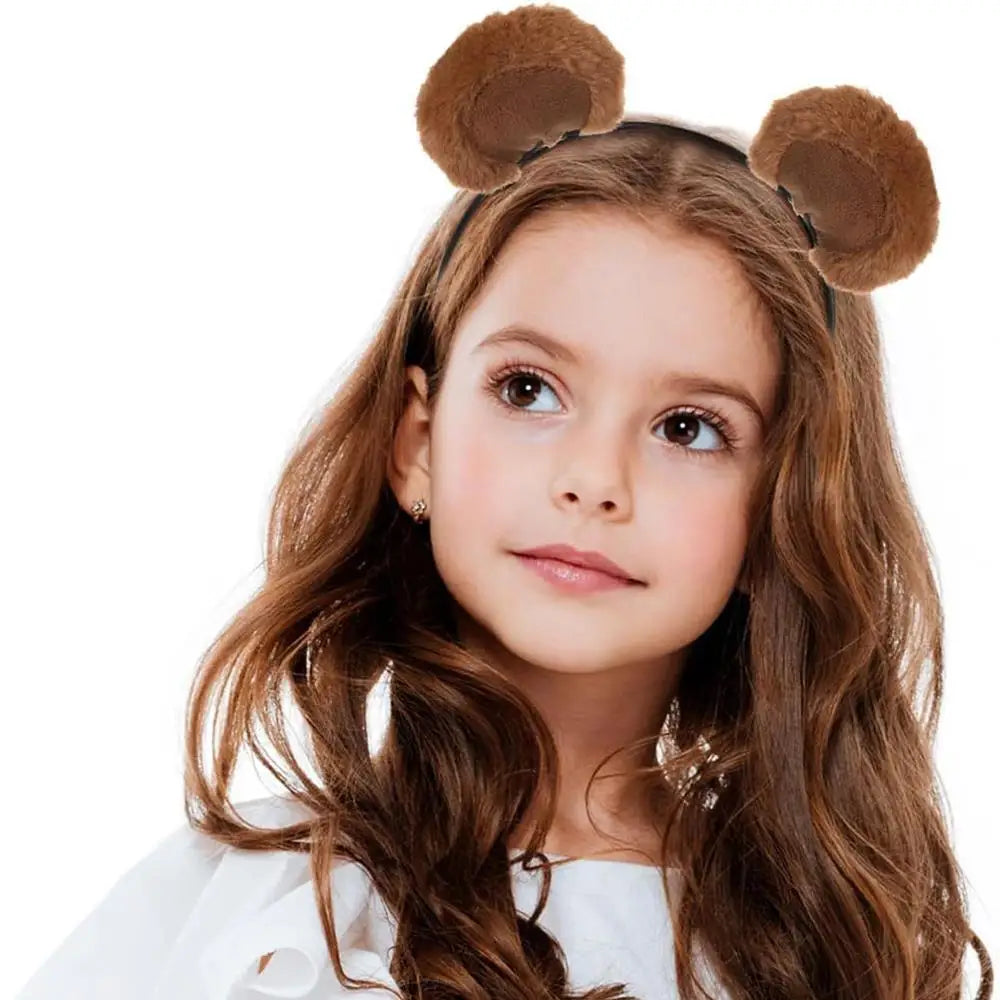 Plush Bear Ear Girl's Headbands Cosplay Makeup Headpiece Brown Animal Ears Hair Hoop DIY Cute Sweet Cartoon Hair Accessories