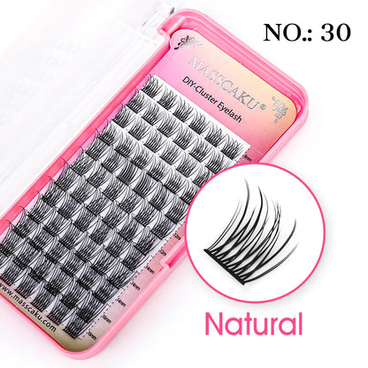 MASSCAKU DIY Cluster Eyelash Extension Segmented False Bundles Eyelashes 72Volume Natural Russian Faux Mink Makeup Lashes