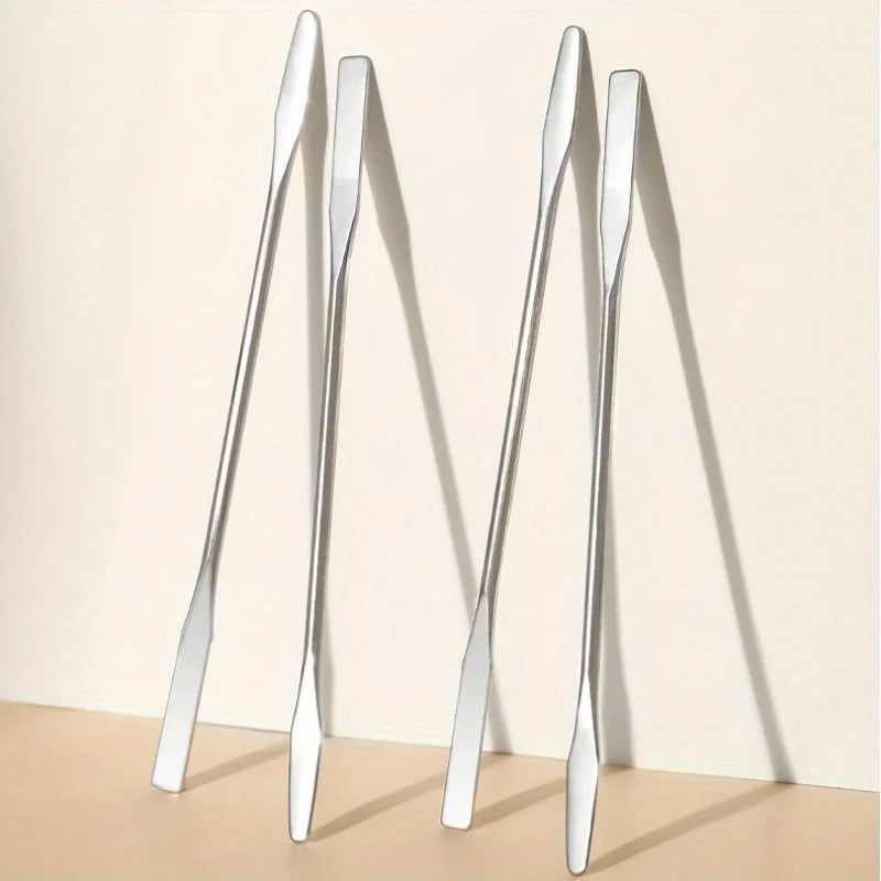 3pcs Dual-Ended Stainless Steel Mixing Spatula - Perfect for Nail Art, Makeup & Crafts, Odorless