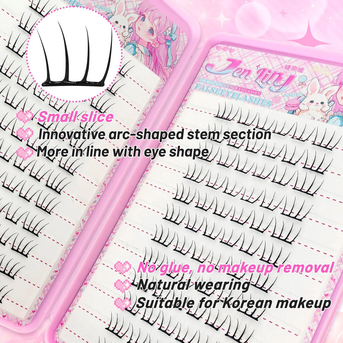 【K-pop 2.0 Style】Self Adhesive False Eyelashes - No Glue Needed Easy to Wear in Seconds Trendy for Daily/Party Eye Makeup