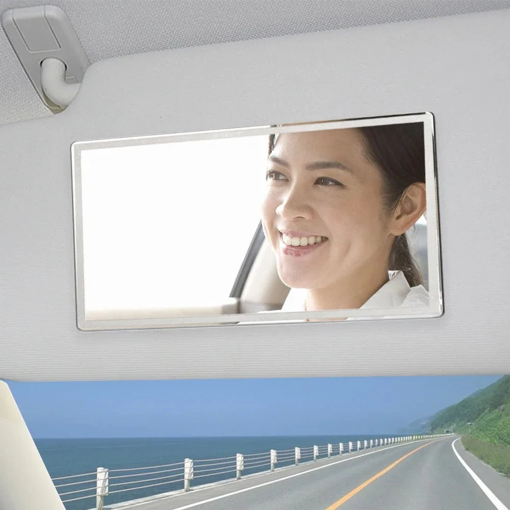 Car Interior Mirror Universal Stainless Steel Auto Sun-Shading Visor HD Mirrors Portable Car Makeup Mirror Car-styling