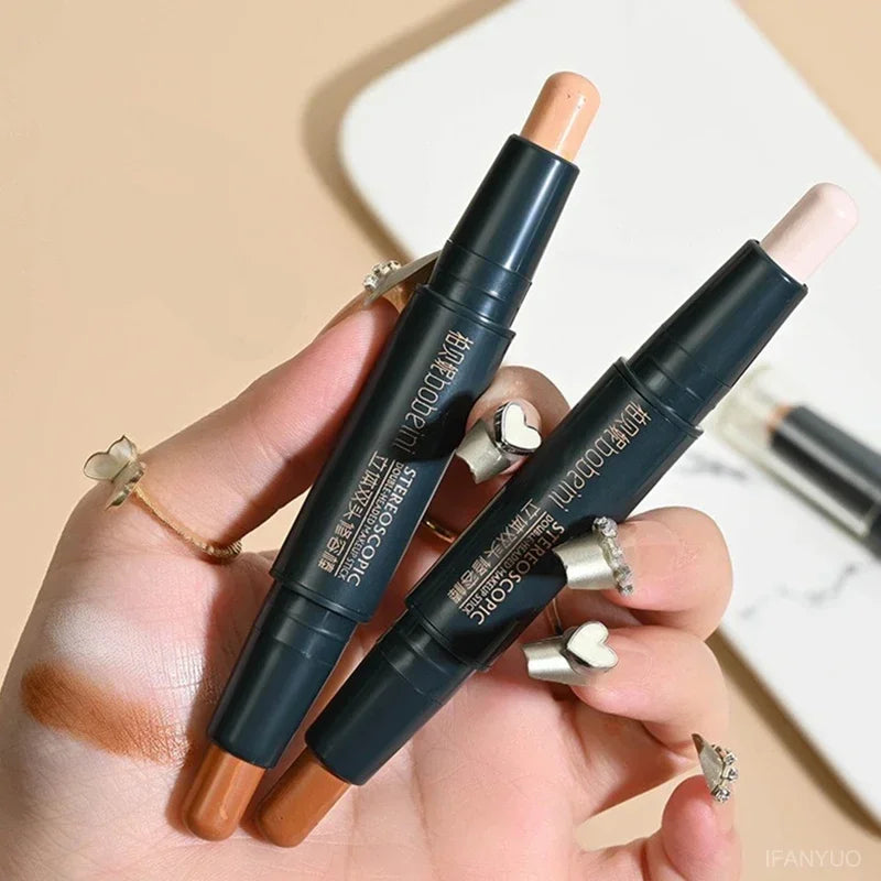 Double Head Highlight Pen High Quality Makeup Base Foundation Stick Contouring Stick for Three-dimensional Nose Bridge Shadow