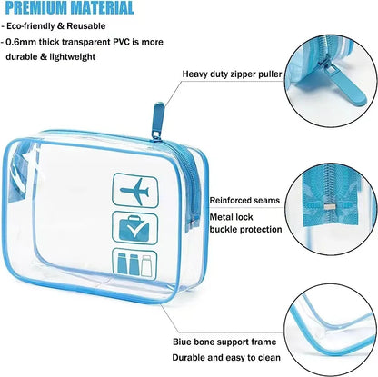 Clear Zippered Makeup Organizer Bag - Transparent Cosmetic Case For Travel & Bathroom Storage 