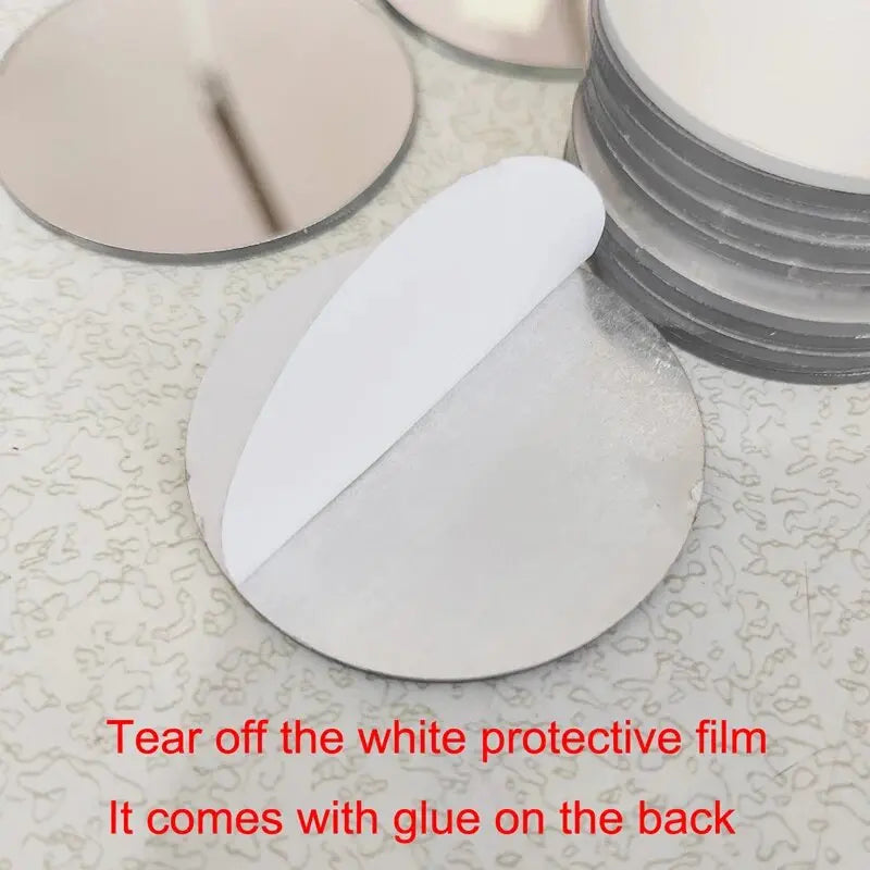 10pcs Diameters of 5/8/12cm, Silver Thickened Acrylic Mirror Wall Stickers Round Decorative Mirror DIY Makeup Mirror
