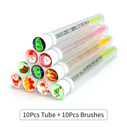 Christmas Eyelash Brush Tubes With Lash Reusable Mascara Wands Replaceable Makeup Applicators Dust-proof Lash Extension Supplies