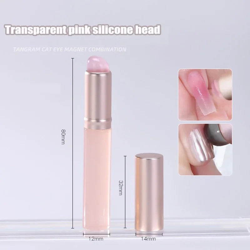 1Pcs Nail Art Silicone Applicator Stick Brush Lipstick Powder Dust Applying Pen for Gradient Effect Smudge Makeup Manicure Tool