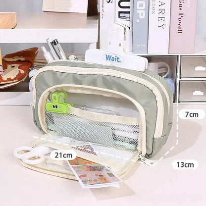 1pc Stationery Bag Pencil Case Large Capacity Pen Case Stationery Box Cosmetics Bag Portable Gifts