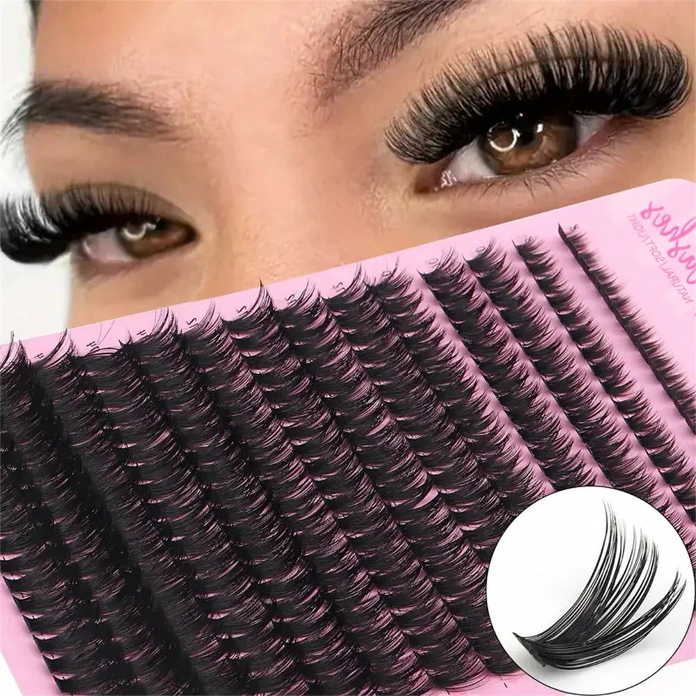 280 Clusters of 60D False Mink Eyelashes D Curl Natural Eyelash Extensions Russian Strip Individual Eyelashes Makeup Tool