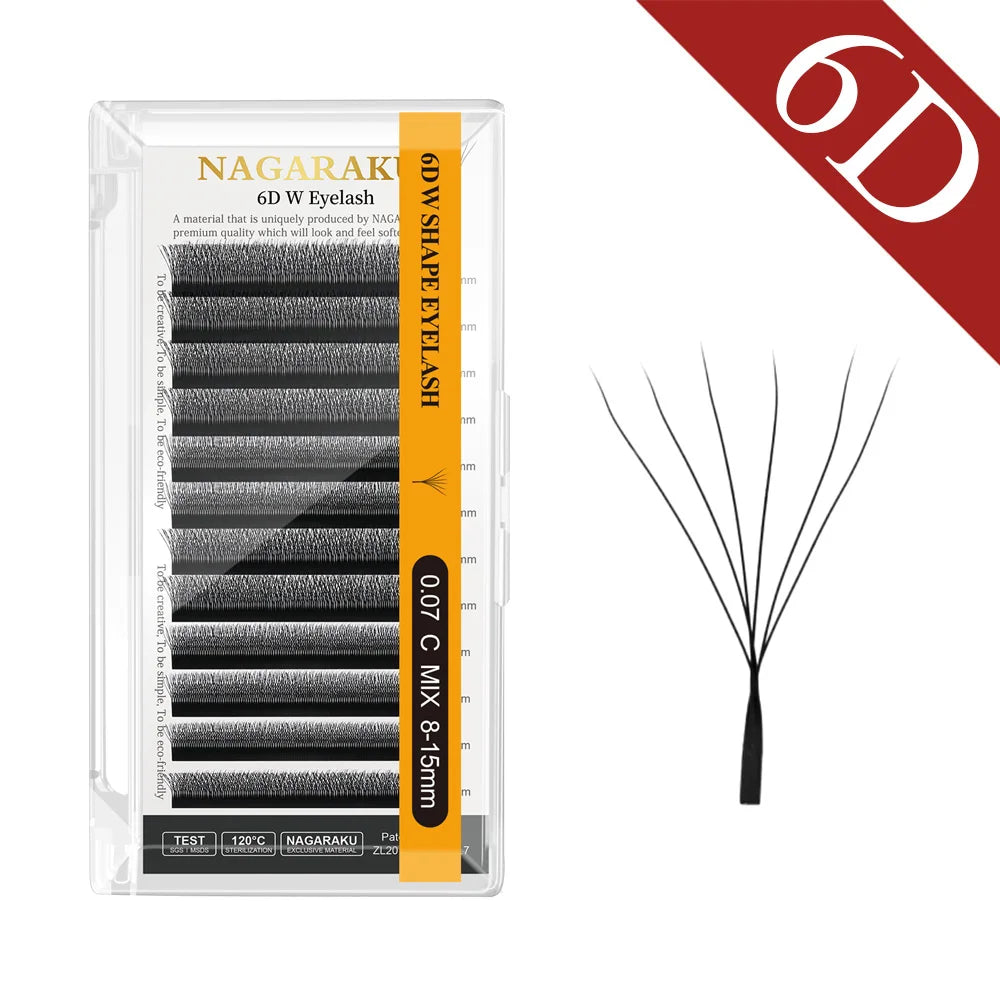 NAGARAKU 3D 4D 5D 6D W Shape  Premade Volume Fan WW Eyelash Extensions Soft Mesh Technological Lashes Makeup False Eyelashes