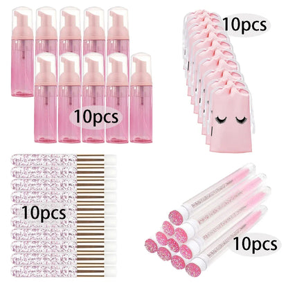 20/40PCS Suit 60ML Empty Pump Bottle Eyelash Shampoo Care Makeup Tool Travel Foam Dispenser Bottle Plastic Cleanser Soap Care
