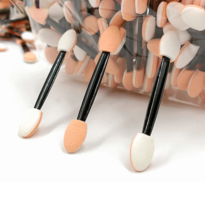 100Pcs/ Bag Small Portable Eyeshadow Applicators In Bulk Double Sponge Eye Shadow Brush Makeup Mini Tools Wholesale