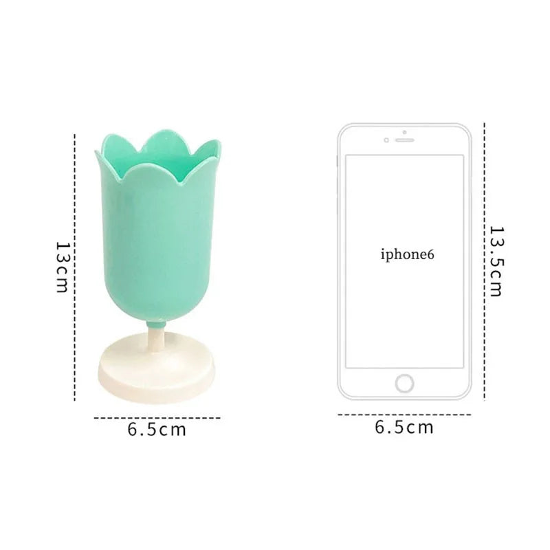 Plastic Flower Decoration Creative Pencil Cup Tulip Pencil Organizer Desk Organizer Makeup Brush Holder Girls Room Ornament