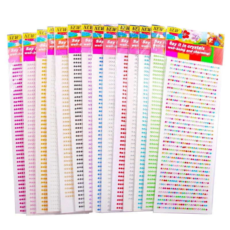 New 3mm Rhinestones for Face Makeup Crystals Bright Face Jewelry Gems Stickers Children's Stickers Adhesive Glitters for Face