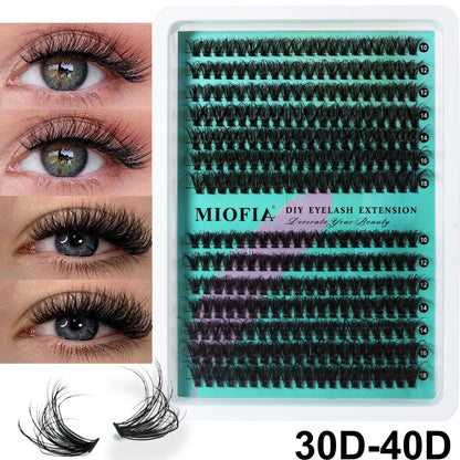 MIOFIA Thick Fluffy Lashes Clusters 150D 100D 80D 50D Natural Lash Clusters 3D Faux Mink Lashes DIY Eyelash Extension Makeup