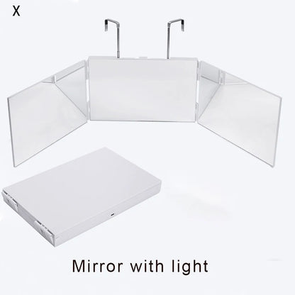 Black Portable 360 Mirror with Height Adjustable Telescoping Hooks Ideal for Self Hair Cutting Makeup Essential Fordable