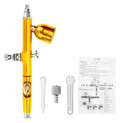Airbrush Kit, Dual-Action Gravity Air Brush Gun with 3 Nozzle Sets, Aluminum Spray Gun for Makeup Nail Art Painting Model