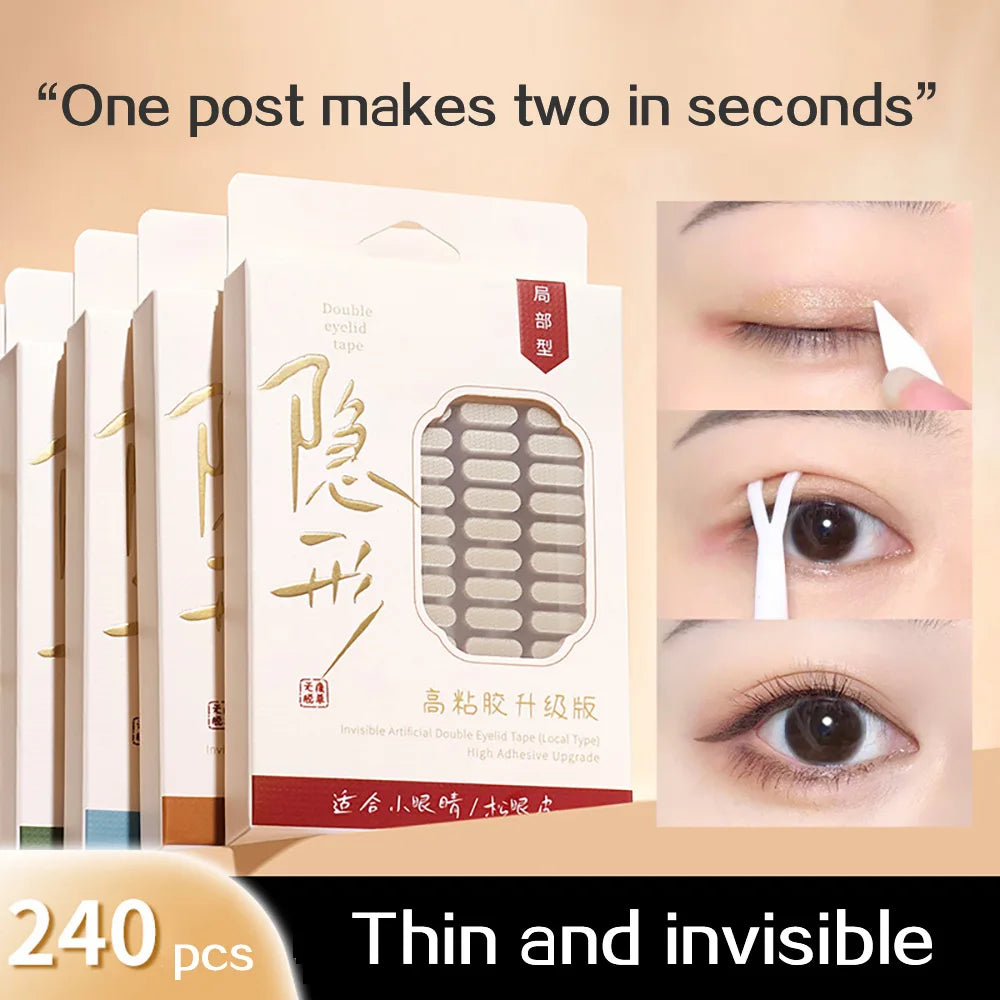 GECOMO 240PCS Invisible Double Eyelid Sticker High adhesive Traceless Natural Long-lasting Enlarge Eyes Beauty Tape Makeup Tool
