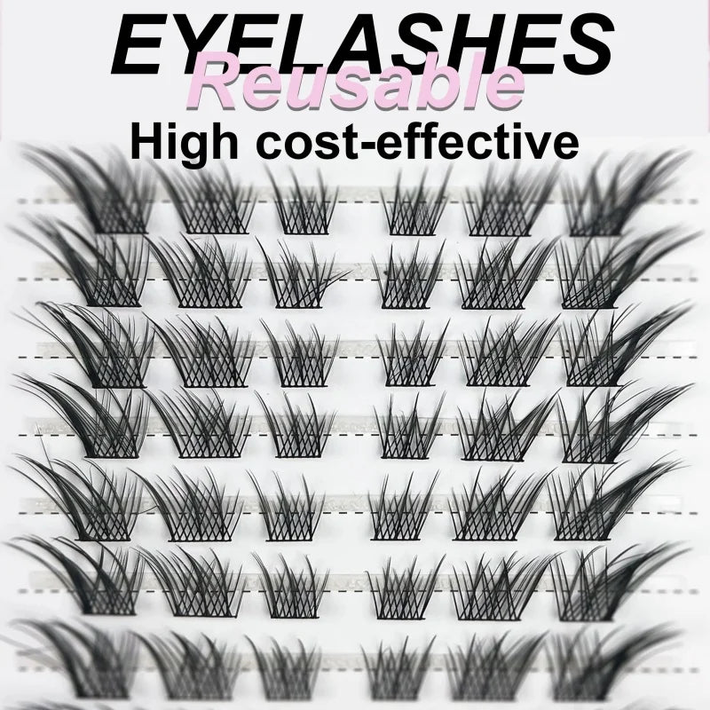 10 rows Individual Mink Eyelashes 1/box 60 Bundles Natural Eyelash extension 3D Russia Lashes Cluster Fox Eye Effect Makeup Lash