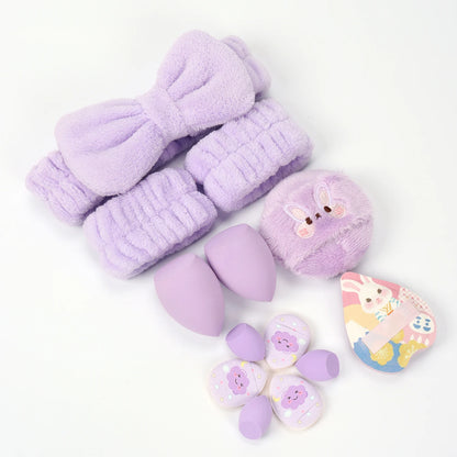 Embroidered Powder Puff Headband 13-Piece Set, Suitable for Applying and Setting Makeup, Suitable for All Skin Types