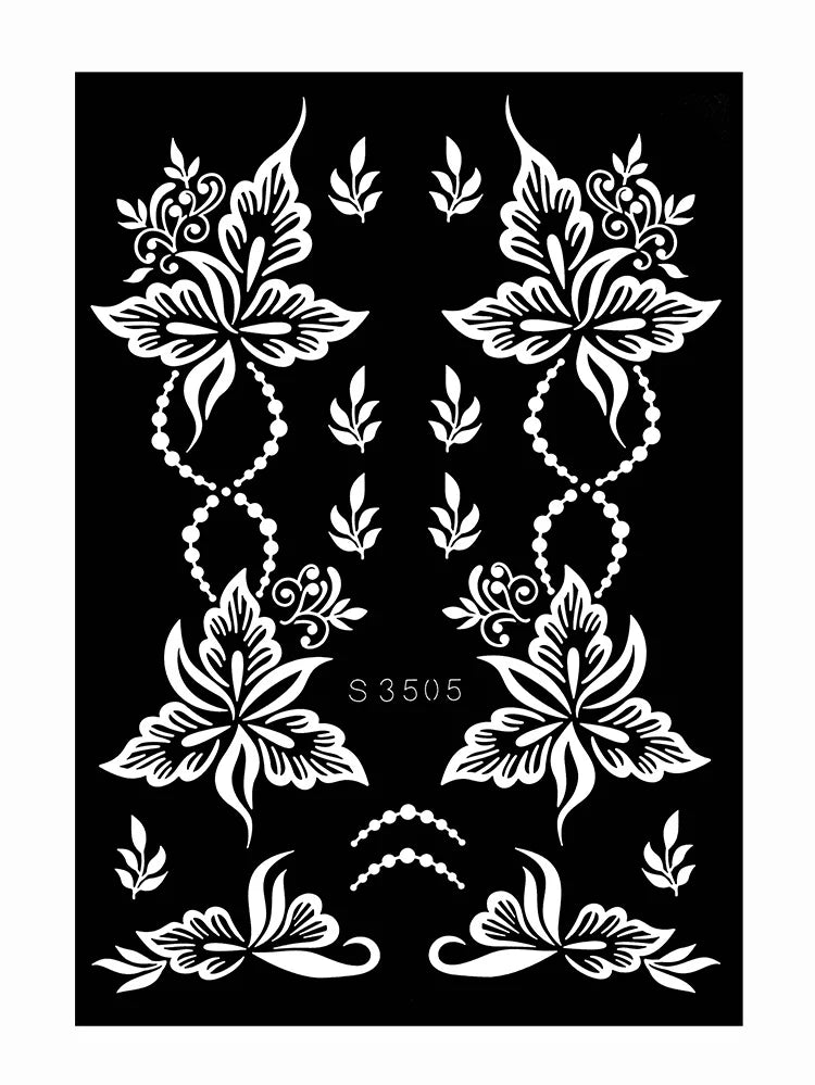 Reusable Henna Stencil for Hand Body Painting Flower Henna Tattoo Template for Women Wedding Festival Body Makeup Tattoo Tools