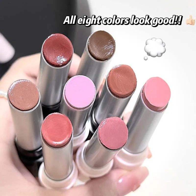 Caramel Brown Solid Lip Gloss Moisturizing Lace Bow Mirror Glass Jelly Lipstick Non Stick Cup Water Light Plump Lip Tint Makeup