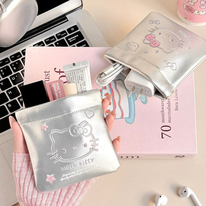New Hello Kitty Organizer Bag Anime Cartoon Portable Makeup Bag Earphones Zero Wallet Lipstick Travel Storage Bag Accessory Gift