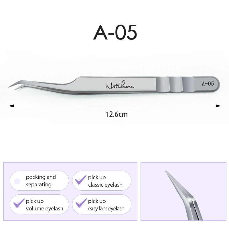NATUHANA Professional Eyelash Extension Tweezers, High Precision Anti-Static Stainless Steel Lash Tools for Volume & Isolation