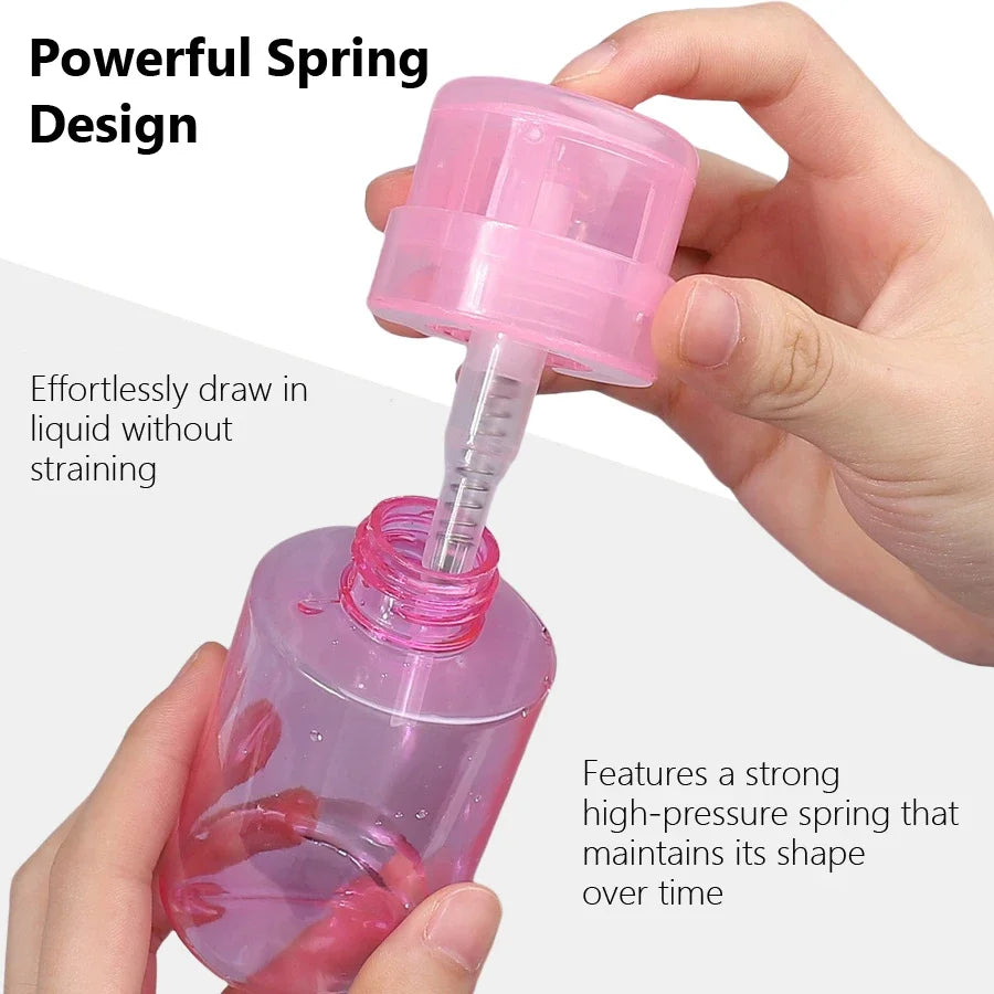 100ml Lockable Press Bottle Pump Dispenser Refillable Nail Polish Makeup Remover Manicure Cleaner Container
