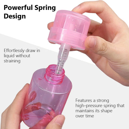 100ml Lockable Press Bottle Pump Dispenser Refillable Nail Polish Makeup Remover Manicure Cleaner Container