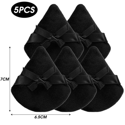 20pcs Makeup Puffs Short Fluff Bow Triangle Powder Puff Lightweight Crystal Velvet Face Eye Contouring Shadow Seal Cosmetic Puff