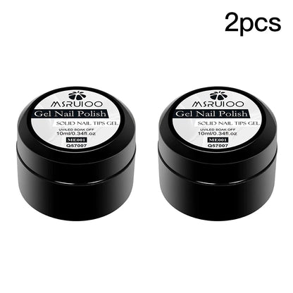 MSRUIOO 10ml Clear Solid Nail Tips Gel Long Lasting Bubble-free UV/LED Building Gel for Nails Home Salon Manicure DIY Design