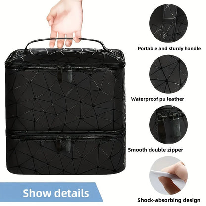 Cross-border explosion Double-layer storage Height cosmetic bag Large capacity portable toilet bag Cosmetic bag Nail polish stor