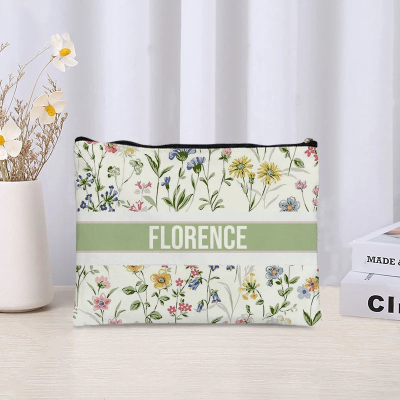 Custom Makeup Bag Trendy Canvas Travel Cosmetic Organizer Luxury Wedding Bridesmaid Gift Purse Vintage Brand Side Bag for Ladies