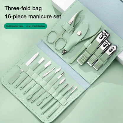 ‌16-Piece Professional Nail Clipper Set, Stainless Steel Fingernail and Toenail Tools, Unisex Nail Care Kit