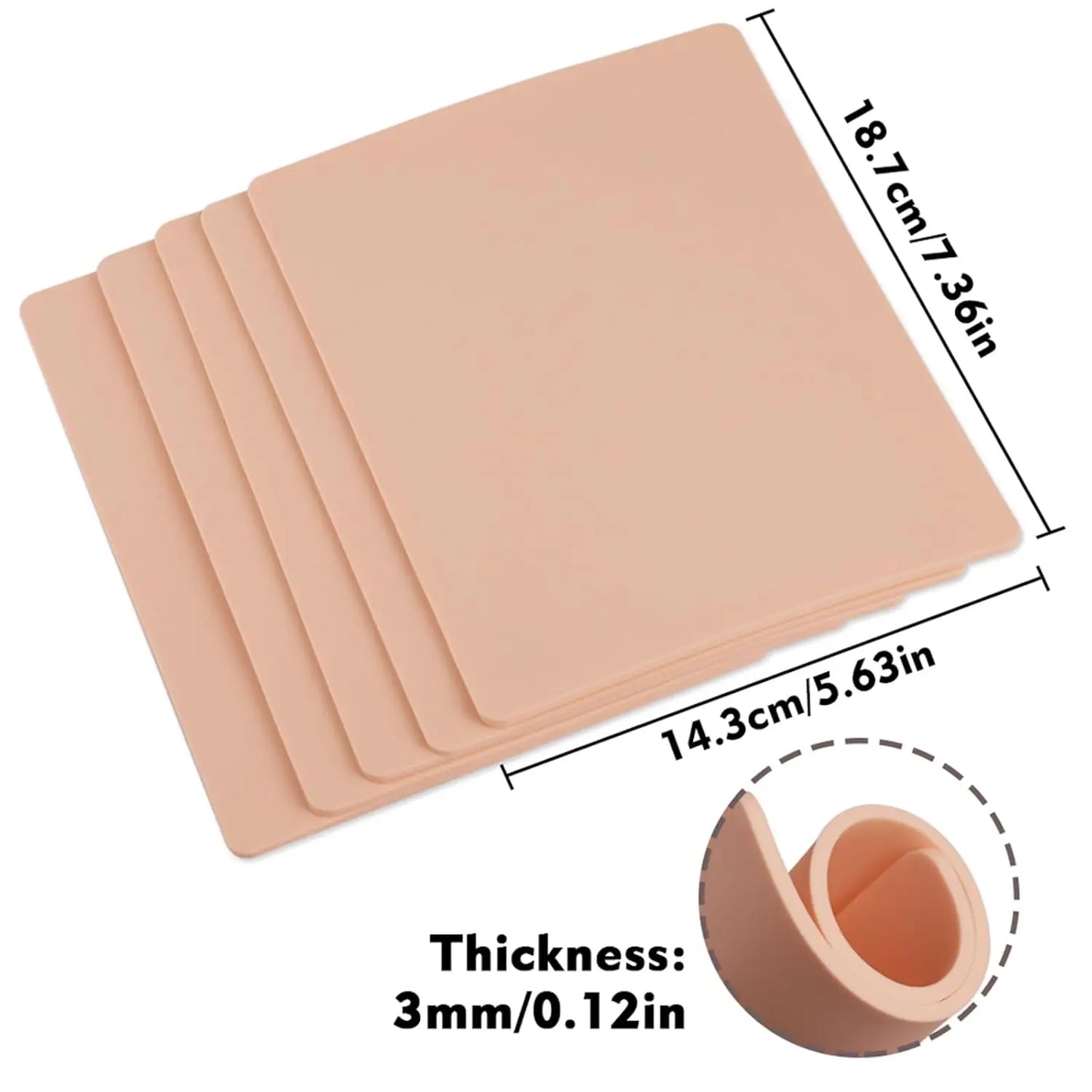 10/8/5/3/1pcs Tattoo Practice Skin 3MM silicone fake skin Double sided permanent makeup training supplies Tattoo accessories