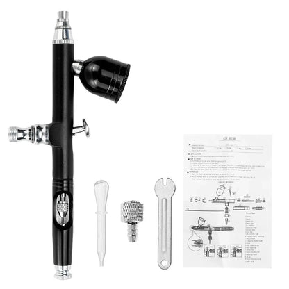 Airbrush Kit, Dual-Action Gravity Air Brush Gun with 3 Nozzle Sets, Aluminum Spray Gun for Makeup Nail Art Painting Model