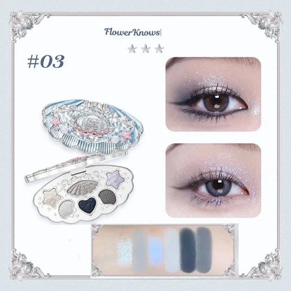 Flower Knows Swan Ballet Eyeshadow Palette Matte Fine Shimmer Pearl Face Palette 6 Colour Glitter Eye Shadow Flowerknows Makeup