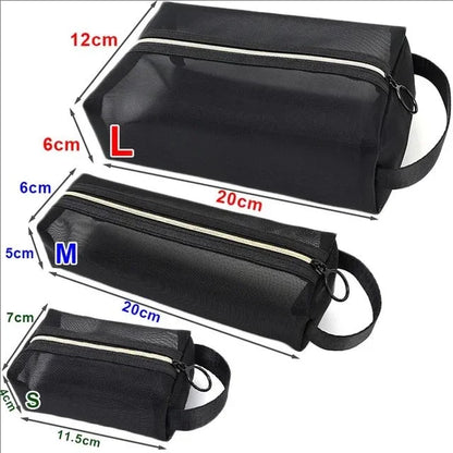 3pcs Mesh Clear Cosmetic Bags S/M/L Size Black Makeup Bag Portable Outdoors Travel Organizer Case Lipstick Storage Pouch Gifts