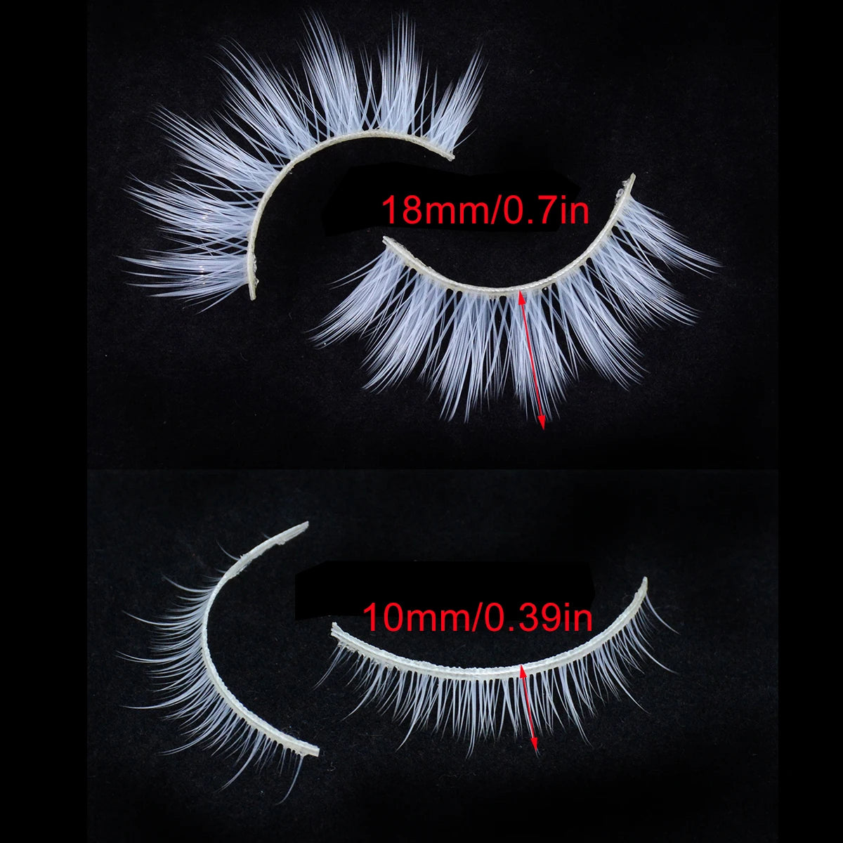 2 Pairs/cas 3D White Eyelashes Clear Band Snow Color Eye Lashes Cosplay Halloween Manga Lashes Makeup Up and Lower Bottom Lashes