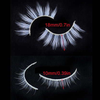 2 Pairs/cas 3D White Eyelashes Clear Band Snow Color Eye Lashes Cosplay Halloween Manga Lashes Makeup Up and Lower Bottom Lashes