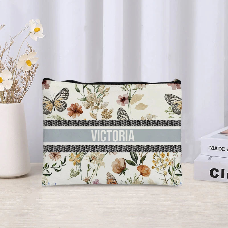 Custom Makeup Bag Trendy Canvas Travel Cosmetic Organizer Luxury Wedding Bridesmaid Gift Purse Vintage Brand Side Bag for Ladies