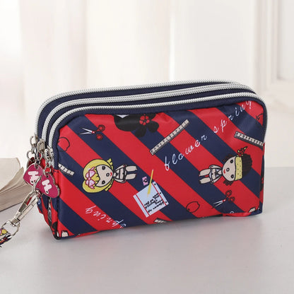 Three-layer Zipper Short Mobile Phone Bag Fashion Hand Makeup WOMEN'S Bag Portable Change Waterproof Multi-layer Pocket Bag
