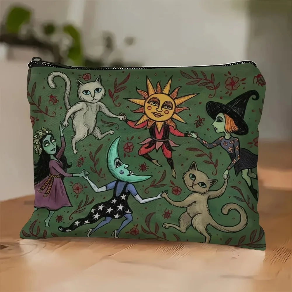 New Cat and Moon Design Makeup Bag Portable Durable Storage Bag Trendy Forest Bag Gift