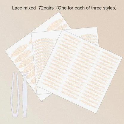 480Pcs Stealth Double Fold Eyelid Tape Fiber Sticker Lace Nature Clear Beige Stripe Self-adhesive Natural Eye Makeup with Tool
