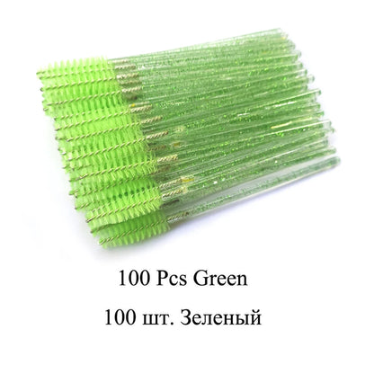 100Pcs Crystal Eyelash Brush Disposable Mascara Wands Eyelash Extension Microbrush Eyebrow Applicator Makeup Brush