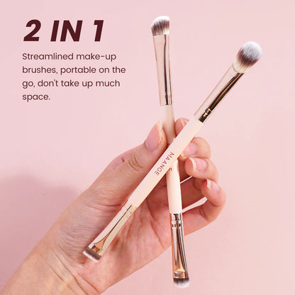MAANGE 5pcs Double-ended Eye Makeup Brushes Soft Synthetic Hairs for Eyeshadow Eyeliner Nose Contour Smudge Blending Brush Tools