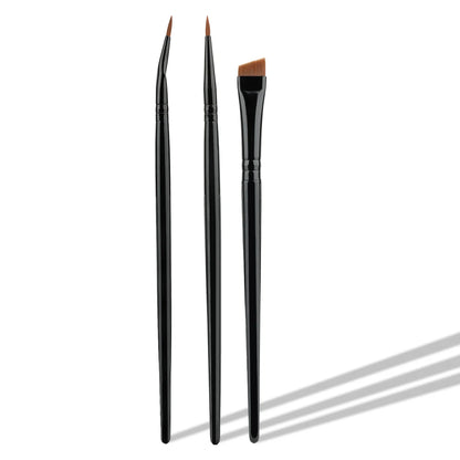 3pcs Eye Makeup Brush Ultra Fine Eyeliner Brush Set, Including Straight, Angled, Bent Tip, Suitable For Makeup