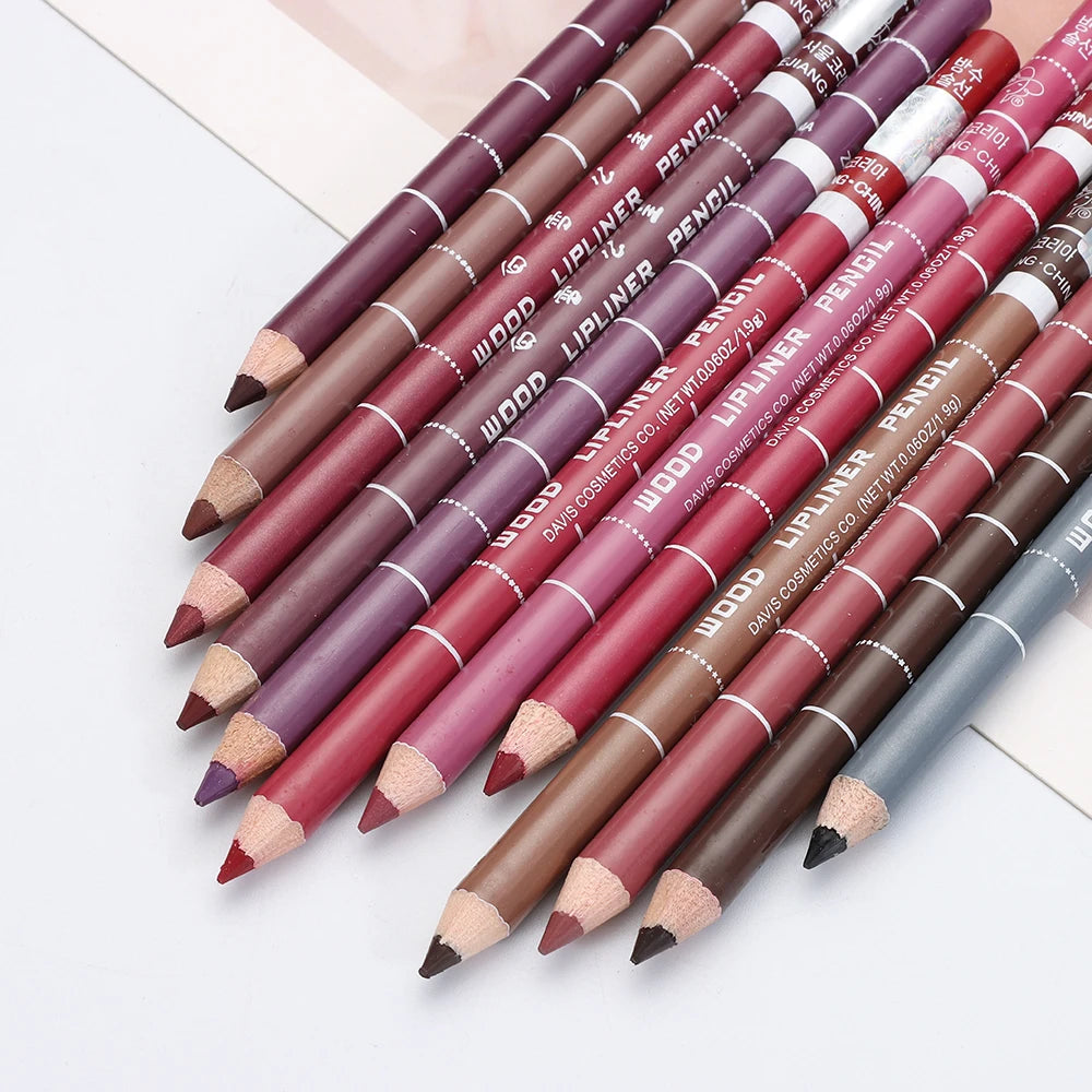 1PC Matte Natural Wood Lip liner Pen Waterproof Long Lasting Lipstick Pencil Contour Matte Lady Charming Women's Makeup Tool